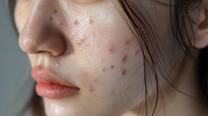 ニキビやニキビ跡に悩む女性の画像